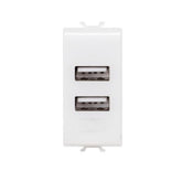 Corus - Dual USB Socket 1 Module -2.1A Silk/Satin White